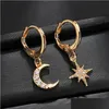 Stud Fashion Woman Earrings 18k Gold Moon and Star Dangle Charms LAP Hoop Earring Luxury Smycken Tillbehör för tjejkvinnor Drop Del Dhdsq