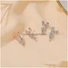 Stud Winter Trendy Style Women Girls Deer Earrings Rhinestone Christmas Deers Fashion Designer Small Earring Jewelry Drop Delivery DHVBH