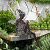 Dekorative Objekte Figuren im Freien Garten Blume Fairy Harz Statue Landschaftsbau Hof Kunst Ornament Engel Mädchen sitzend Figuren Skulpturen Handwerk Geschenke 230815