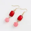 Dangle Earrings Red Aventurine Exclusive Women Elegant Earring絶妙なレディクラシックファッションジュエリーギフト