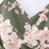 Abiti casual donna Elegante vestito con stampa a V verde a V Verde 2023 Summer Ladies Chic Floral Midi Floral Slip Linen