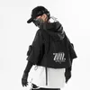 Mäns jackor 2023 Techwear Style Hip Hop Croped Jacket Pullover Mens Punk Motorcykel Huven multipockar Jaqueta 230814