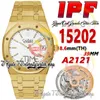 IPF 39MM zf15202 Cal.2121 SA2121 Automatic Mens Watch Ultra-thin 8.6mm 18K Yellow Gold White Texture Dial Stick Markers Stainless Steel Bracelet Super Edition Watches