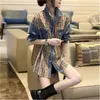 Women's designer Blouses Fashion Shirts brand Hoodies Women Plaid Print Shirt Lady Long Sleeve Blouse Turn Down Collar Button Design Casual Tops