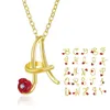 Anhänger Halsketten Neue Mode Red Rose Initiale Halskette Statement Briefkette Mädchen Alphabet Anhänger Liebhaber Schmuck für Frauen Drop d Dh0zj