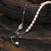 Ketens dames s925 sterling zilveren ketting verswater parel parel veer kettingen hanger voor vrouwelijke verjaardagsfeestje sieraden accessoires