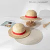 Caps Hats 2023 Luffy Straw Hat Cartoon Role Play Hoed Accessoires Zomer Zon Hoed Sunshade ouder Kinderhoed Vrouwige luffy hoed Z230815