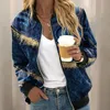 Women's Jackets Autumn Bomber For Women Elegant Gradient Floral Sport Jacket Coat Clothes Ladie Round Neck Slim Outwear