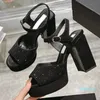 Designer Sandaler Womens Outdoor Shoes Rhinestone 10cm Platform High Heels Leather Dress Shoe Casual Party Wedding 35-41