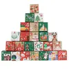 Festlig jul godisbox 7cm fyrkantig låda med 24 gåvor och jultomten design