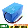 Lithium 72V 60AH LIFEPO4 Batterij BMS 24S 76.8V Diepe cyclus voor 5000W 3500W Bike Scooter Motorfiets + 10a Charger