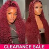 13x6 13x4 HD Deep Wave Lace Brontal Brontal Colored 220 ٪ Burgundy Lace Pront Brazilian Red 99J Curly Lace Hair Hair Hair Hair