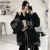 Yiciya Black Bomber Woman Varsity Jacket American Vintage Windbreak Baseball Jackets långa ärmar Kvinnor Winter Coats Fashion HKD230815