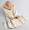 Women Wool Long Coat Trench Coats Cashmere hooded coat designer coats Outerwear Ladies plus size down coat cashmere Mid length coat 26113