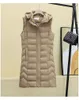 Kvinnors västar 2023 Autumn Winter Mid-Long Down Cotton Women Vest Coat Solid Hooded Sleeveless Jacket Casual Waistcoat Ladies