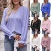 Frauenblusen eleganter Spitze hohl aus Frauen Bluse Mode modische Farbe V-Ausschnitt Langarm Temperament Büro Kausaler Arbeit Lady Dame