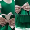Girl Dresses Green Toddler Baby Dress Big Bow Baptism Skirt Kids First Year Birthday Party Wedding Clothes Tutu Fluffy Gown