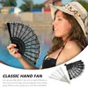 Decoratieve beeldjes 2 pc's kanten kanten enkele laag ventilator handheld fans Chinese stijl vouwbaar vouwbaar ornament klassieke versiering cadeau miss