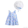 Mädchenkleider Sommerkleidung Baby Girl Beach Kleider Casual Fashion Print süße Bow Blume Prinzessin Kleid Neugeborene Kleidung Set R230815