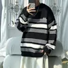 Men's Sweaters Men's Color Block Striped Sweaters Korean Fashion Male Pullover Knitted Sweater Vintage Y2K Clothes Hip Hop Knitwear M-2XL 230814