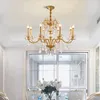 Chandeliers DINGFAN European Style Full Copper Crystal Chandelier Bedroom Living Restaurant El Lobby Staircase Decorative Pendent Light