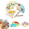 Decorative Figurines 30Pcs Vintage DIY Blank Folding Fan Chinese Style Craft Bamboo Hand For Wedding Party