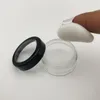 5G 10 ml Empty Plastic Clear Makeup Puff Jar Cosmetic Cream Face Powder Blusher Foundation Container Pots With Sifter Puff Black Rimmed Cbcs