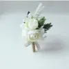 웨딩 코사이지 및 부 토니 에스 인공 장미 실크 신랑 Boutonniere Flower Groomsman Buttle Hole Mariage Accessorieszz