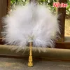 Decoratieve beeldjes Elegante vouwfan kleurrijke witte rode veren handheld Chinees hand Fairy Girl Dance Wedding Halloween Party