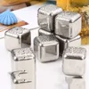 Eiskläger und Kühler 4 6 8 PCs Edelstahlwürfel Set wiederverwendbare Kühlsteine ​​für Whisky Weinkühlung Cube Rock Party Bar Tool L230814