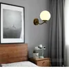 Wall Lamps Modern Led Lamp Copper Lights With Milky Glass Round Ball Bedside Double E27 Bulbs Sconce