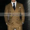 Suits Men Suits Blazers Striped Mens na wesele wykonane na zamówienie podwójnie piersi Man Costume Broom 2 sztuki Tuxedos Blazer Spods 230814