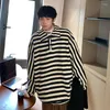 Herrenpullover Zcsmll Blue White Striped Männer Rollkragenpullover Winter männlicher Gelegenheitsstreetwear Strickpullover koreanischer Stil Unisex Tops