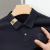 Polos masculinos designer de algodão polo shirt2023autumn lapela manga longa bordado impressão inferior camisa coreana roupas de tendência