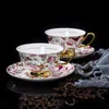 Kubki Romantyczna kwiat kości China herbaty Puchar Spoon łyżka 200 ml Topgrade Porcelain Kawa British Affft Teacup Drop 230815