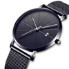 Polshorloges Heren Business Watch Simple Ultra-Thin Quartz met kalender Steel Wirstband Fashion Mens Watches Clock