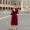 Women's Trench Coats Spring Autumn Lapel Single-breasted Long-sleeve Women Mid-length Windbreaker With Sashes Wine Red Blue Female Windproof