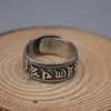 Cluster Rings Real Silver Ring for Men Vintage 925 Six Mantra Buddha Слово США US Size 8-12 подарок