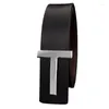 Belts High Quality Designer Men Fashion T Letter Famous Genuine Leather Belt Jeans Formal Cowskin Black Waist Strap 3.7cm