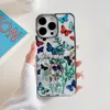 Stylish Flower Metal Finger Ring Holder Cases For Iphone 15 Pro Max 15 Plus Iphone15 Fashion Bling Butterfly Hard PC TPU Electroplated Plating Metallic Phone Cover