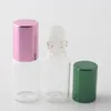 5 ml/5Gram Glasrol-on flessenbuis met aluminium dop 5cc glazen rollerbal monster heldere fles geur parfum 6 kleuren fbset