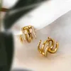 Backs oorbellen minimalistische ins clip voor vrouwen meisje zirkon cz oor manchet niet-piercing nep triple hoepel oorlang trend sieraden cadeau