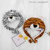 Caps Hats Children's Cartoon Hat Kindergarten Parent Children's Props Tiger Head Cover Plush Animal Hat Z230815