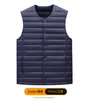 Men's Vests Men 90% Duck Down Vest 2023 Winter Ultralight Collarless Puffer Jacket Ultra Thin Warm Lightweight Waistcoat