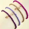 Ankiety 4PCS Boho Multicolor Rice BEAD KETLET FOR WOMEN LOCK Star Moon Pendans Barefoot Sandals Brelets Anklet Chains Girls Jewelry J230815