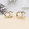 18k Gold Plodato 925 Silver Luxury Brand Designers Letters Stud Women Geometric Famous Women Round Crystal Rhinestone Earring Earring Wedding Party Jewerlry Sporty Style Style