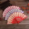 装飾的な置物レトロ中国の絹の竹の折り畳みファンホームパーティーの装飾品のために手持ちの花の絵画装飾アクセサリー