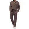 Men's Tracksuits Fall Breathable Wrinkle Two Piece Suit Roll Sleeve Shirt Pants Tuxedo Costume Pin Stripped For Men