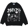 Suéteres masculinos Anime Girl Knit Sweater Homens Mulheres Oversize Y2K Fashion STREETHEATH SOBRE TOPS AUTONO JAPONELO JAPONES Harajuku Casual Jumper 230814