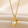 Подвесные ожерелья Dainty White Ownestone Heart Collece Женщины девочка медные украшения золото золото романтические подарки любителя